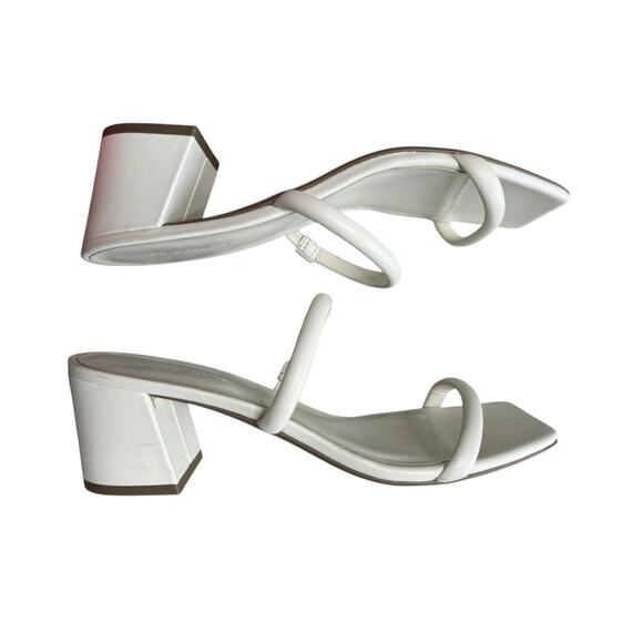 Everlane The Double Strap Heel Women 8 White Leather Block Heel Minimalist - Picture 9 of 9